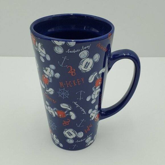 Disney Mickey Mouse Blue Anchors Away Travel Mug Mickey Mouse Latte Mug - Picture 1 of 9
